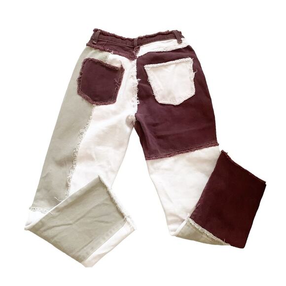 Distressed Patchwork Tri-Tone Hi Rise Jeans Size XS - Picture 4 of 8